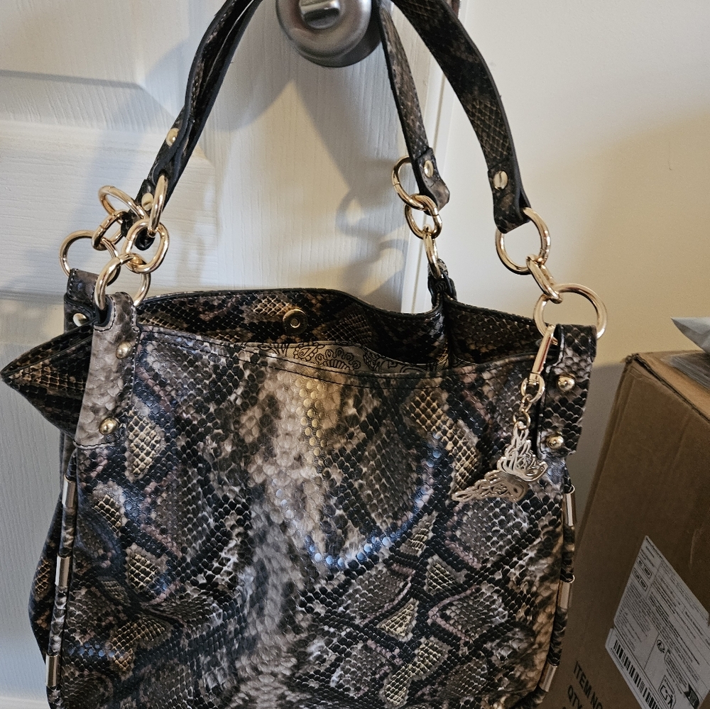 Jessica Simpson Snake Print Tote Bag/handbag 13x13